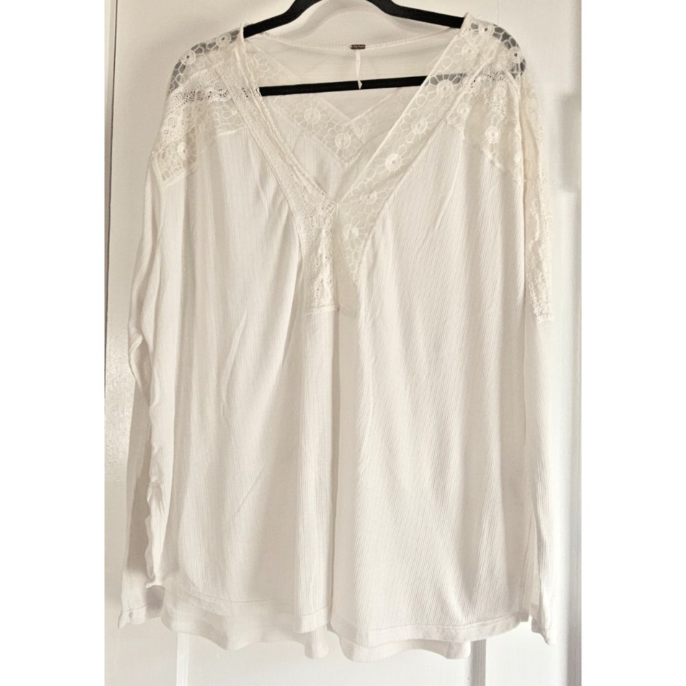 Free People Angel Food Lola laced cream top womens XL